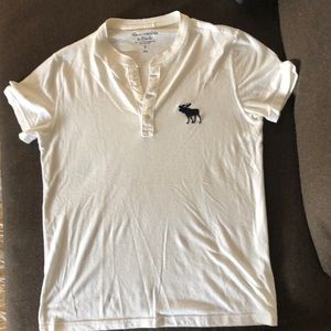 Abercrombie Men’s White T-shirt with buttons S.